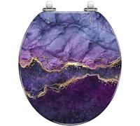 Round Toilet Seat Multicolored Northern Lights Borealis Canadian Resin Toilet lid Quietly Close Quick Release Hinges Decorative Seat with Cover Easy to Clean and Install (Color9)