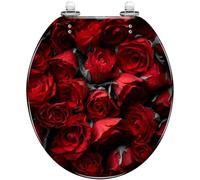 Round Toilet Seat neon Gradient Animal Print Seamless Leopard Fabric Textile Resin Toilet lid Quietly Close Quick Release Hinges Decorative Seat Cover Easy to Clean Install (Color1)