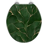 Round Toilet Seat Ocean Blue Wave Ocean Breaking Wave for Surfing Bali Resin Toilet lid Quietly Close Quick Release Hinges Decorative Seat with Cover Easy to Clean and Install