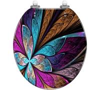 Round Toilet Seat Ocean Blue Wave Ocean Breaking Wave for Surfing Bali Resin Toilet lid Quietly Close Quick Release Hinges Decorative Seat with Cover Easy to Clean and Install