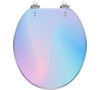 Round Toilet Seat Ocean Blue Wave Ocean Breaking Wave for Surfing Bali Resin Toilet lid Quietly Close Quick Release Hinges Decorative Seat with Cover Easy to Clean and Install