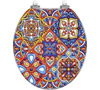 Round Toilet Seat Ocean Blue Wave Ocean Breaking Wave for Surfing Bali Resin Toilet lid Quietly Close Quick Release Hinges Decorative Seat with Cover Easy to Clean and Install