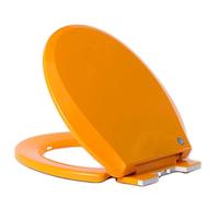 Round Toilet Seat PP Slow Close Toilet Seats with Quietly Close and Quick Release Hinges, Easy to Install Also Easy to Clean, Top Mount, Never Loosen (Orange 36x41cm)