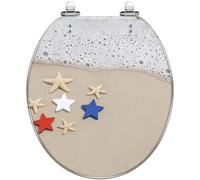 Round Toilet Seat red sea Star Ocean Floor Resin Toilet lid with Quietly Close Quick Release Hinges Decorative Seat with Cover Easy to Clean and Install (Color10)