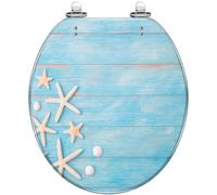 Round Toilet Seat red sea Star Ocean Floor Resin Toilet lid with Quietly Close Quick Release Hinges Decorative Seat with Cover Easy to Clean and Install (Color4)