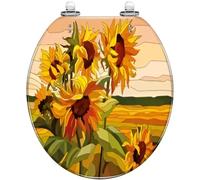 Round Toilet Seat Seamless Eucalyptus Palm Fern Different Tree Foliage Natural Branches Resin Toilet lid Quietly Close Quick Release Hinges Decorative Seat Cover Easy to Clean Install (Color8)