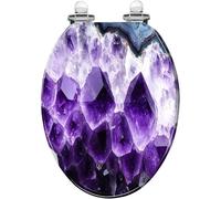 Round Toilet Seat Seamless Ice Water Texture Abstract Winter Resin Toilet Seat Quietly Close Quick Release Hinges Decorative Toilet Seat with Cover Easy to Install Style 8 Elongated