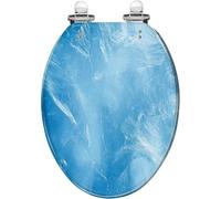 Round Toilet Seat Seamless Ice Water Texture Abstract Winter Resin Toilet Seat Quietly Close Quick Release Hinges Decorative Toilet Seat with Cover Easy to Install Style 6 Elongated