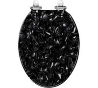 Round Toilet Seat Seamless Ice Water Texture Abstract Winter Resin Toilet Seat Quietly Close Quick Release Hinges Decorative Toilet Seat with Cover Easy to Install Style 4 Elongated