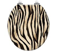 Round Toilet Seat Seamless Tiger Skin Resin Lid Quietly Close Quick Release Hinges Decorative Seat with Cover Easy to Clean and Install (Color6)