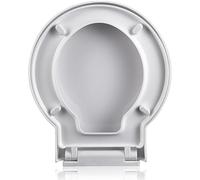 Round Toilet Seat Slow Close, Quiet No Slamming Toilet Lid with Adjustable Hinges, Quick Release for Easy Assembly & Clean, Durable PP Material White Loo Seat, 07E - 39x46cm