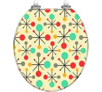 Round Toilet Seat Stained Glass Floral Flowers Mosaic Tiles Resin Toilet lid Quietly Close Quick Release Hinges Decorative Seat with Cover Easy to Clean and Install (Color5)
