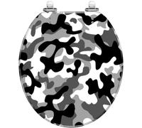 Round Toilet Seat Stained Glass Floral Flowers White Mosaic Tiles Resin Lid with Quiet Close Quick Release Hinges Decorative Seat with Cover Easy to Clean and Install (Color6)