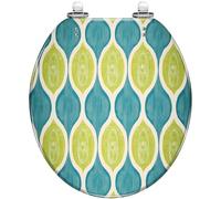 Round Toilet Seat Stained Glass Floral Flowers White Mosaic Tiles Resin Lid with Quiet Close Quick Release Hinges Decorative Seat with Cover Easy to Clean and Install (Color2)
