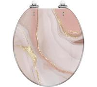 Round Toilet Seat Stained Glass Floral Flowers White Mosaic Tiles Resin Lid with Quiet Close Quick Release Hinges Decorative Seat with Cover Easy to Clean and Install (Color3)