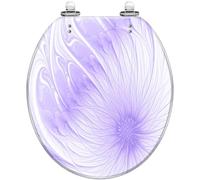 Round Toilet Seat Sunrise Tropical Island Palm Trees Sandy Beach Resin Toilet lid Quietly Close Quick Release Hinges Decorative Seat Cover Easy to Clean Install