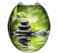 Round Toilet Seat Surfboard Palm Tree Beach Summer Resin Toilet lid Quiet Close Quick Release Hinges Decorative Seat Cover Easy Clean Install Color10