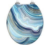 Round Toilet Seat Surfboard Palm Tree Beach Summer Resin Toilet lid Quietly Close Quick Release Hinges Decorative Seat Cover Easy to Clean Install (Color6)
