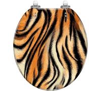 Round Toilet Seat Surfboard Palm Tree Beach Summer Resin Toilet lid Quietly Close Quick Release Hinges Decorative Seat Cover Easy to Clean Install (Color5)