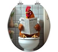 Round Toilet Seat Tiger Sitting Toilet Reading Toilet Magazine Green Resin Toilet lid with Quietly Close Quick Release Hinges Decorative Seat with Cover Easy to Clean and Install (Color6)