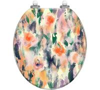Round Toilet Seat Watercolor Floral Seamless Pattern Blurred Roses Hand Drawn Nature Resin Toilet Seat Quietly Close Quick Release Hinges with Cover Bumpers Decorative Style 3 Round