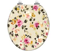 Round Toilet Seat Watercolor Floral Seamless Pattern Blurred Roses Hand Drawn Nature Resin Toilet Seat Quietly Close Quick Release Hinges with Cover Bumpers Decorative Style 8 Round