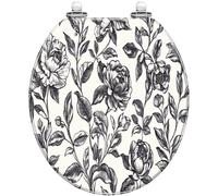 Round Toilet Seat Watercolor Floral Seamless Pattern Blurred Roses Hand Drawn Nature Resin Toilet Seat Quietly Close Quick Release Hinges with Cover Bumpers Decorative Style 4 Round