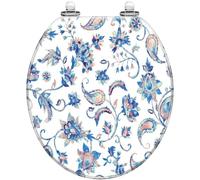 Round Toilet Seat with Quiet Close, Quick Release Hinges, Tropical Beach Okinawa Design, Decorative Resin Lid, Easy to Clean and Install