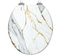 Round Toilet Seat with Quiet Close, Quick Release Hinges, Tropical Beach Okinawa Design, Decorative Resin Lid, Easy to Clean and Install