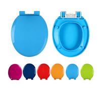 Round Toilet Seat with Slow Close Standard Toilet Seat, Color Toilet Seat Cover Toilet Lid Durable Refused to Loosen Easy to Install & Clean, 360 * 410Mm,Blue