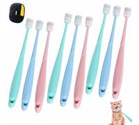 Round Toothbrush for Cats, 360 Degree Soft Silicone Dog Tooth Brush, Small Deep Pet Teeth Cleaning Kit, with Transparent Packaging, Cat Dental Care, Easy to Handle(9pcs)