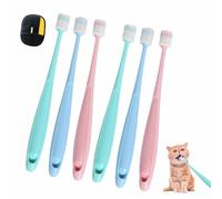 Round Toothbrush for Cats, 360 Degree Soft Silicone Dog Tooth Brush, Small Deep Pet Teeth Cleaning Kit, with Transparent Packaging, Cat Dental Care, Easy to Handle(6pcs)