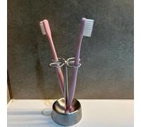 Round Toothbrush Holder Stand 4 Slots Stainless Steel Toothbrush Organizer with 4 Slots Metal Toothbrush Storage Collection for Bathroom Vanity Countertop