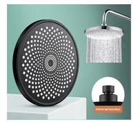 Round Top Spray Booster Large Size Shower Head Full Body Hotel Shower Home Bathroom Universal Interface(Black)