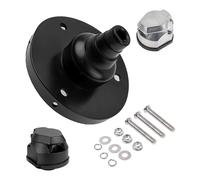 Round trailer socket seal, 1 set, for 13 and 7-pin sockets, incl. M6 bolts and nuts, in black, trailer replacement cover, rear AHK seal, mounting set insert with drain hole