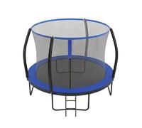 Round Trampoline with Safety Net Enclosure, Black + Blue / 10ft