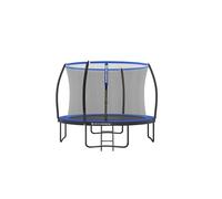 Round Trampoline with Safety Net Enclosure, Black + Blue / 10ft