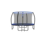 Round Trampoline with Safety Net Enclosure, Black + Blue / 12ft