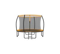 Round Trampoline with Safety Net Enclosure, Black + Orange / 10ft