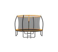 Round Trampoline with Safety Net Enclosure, Black + Orange / 12ft