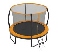 Round Trampoline with Safety Net Enclosure, Black + Orange / 12ft