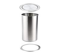 Round Trash Can Kitchen Countertop Built-in Waste Bin with Balance Flap Lid 304 Stainless Steel Brushed Surface Garbage Can with 360-degree Rotating Flip Cover,S (S)