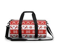 Round Travel Bag Christmas Red White Pixel Pattern Gym Bag for Men Women Duffel Bag Sports Bag