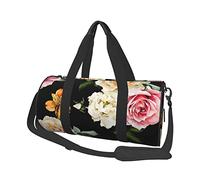 Round Travel Bag Cream Shabby Rose Flower Gym Bag for Men Women Duffel Bag Sports Bag
