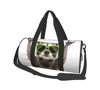 Round Travel Bag Funny Raccoon Green Sunglasses Gym Bag for Men Women Duffel Bag Sports Bag