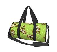 Round Travel Bag Green Clever Monkey Gym Bag for Men Women Duffel Bag Sports Bag