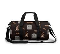Round Travel Bag Halloween Cemetery Lucky Rabbit Gym Bag for Men Women Duffel Bag Sports Bag