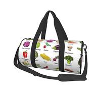 Round Travel Bag Introduction of Various Vegetables Gym Bag for Men Women Duffel Bag Sports Bag