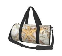 Round Travel Bag Seashells Starfish On White Sand Gym Bag for Men Women Duffel Bag Sports Bag