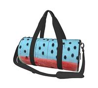 Round Travel Bag Watermelon and Falling On Blue Background Gym Bag for Men Women Duffel Bag Sports Bag